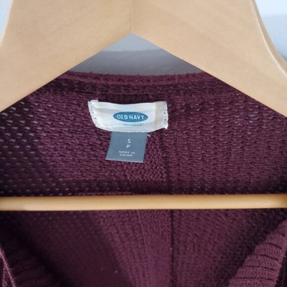 Maroon Knit Asymmetrical front flap oversized cardigan- S (Fits M too) - Picture 9 of 10